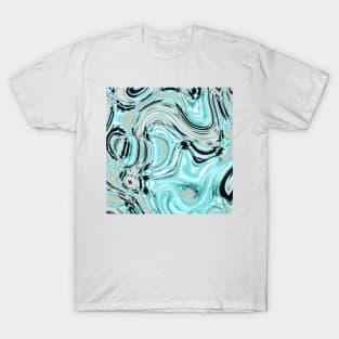 abstract marble pattern turquoise aqua blue swirls T-Shirt